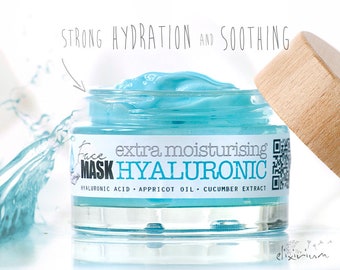 Gezichtsmasker HYALURONIC • Biologisch extra hydraterend met Aloë, Appricot en komkommer van Elixirium.