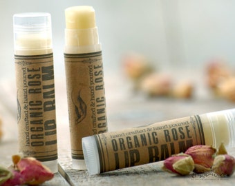 Organic Rose LIP BALM~Organic Lip Balm~Rose Lip butter~All Natural Rose Lip Balm~organic lip care~lip moisturizing