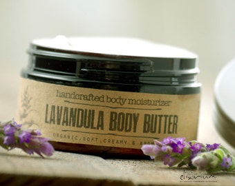 Body Butter LAVENDER • Organic Lavender body butter moisturizer by Elixirium Organic Skincare.