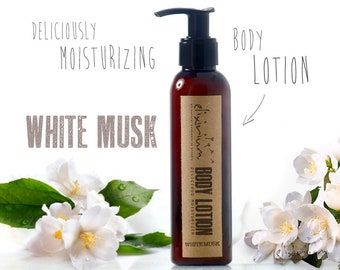 WHITE MUSK Body Lotion  • Deliciously Scented Organic Nourishing & Moisturizing Body Skin Hydration Milk