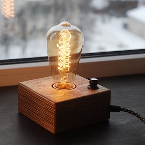 Edison Lamp,Wood Lamp,Wooden Edison Lamp,Edison Lamp Dimmer,Industrial lamp, Steampunk lamp