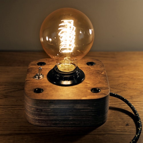 Edison Lamp, Wood Lamp,Wooden outlet Edison Lamp,Industrial lamp,Steampunk lamp,Edison Bulb