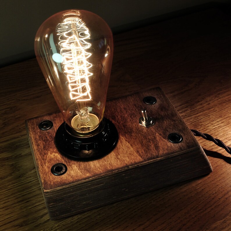 Edison Lamp Industrial Steampunk Wooden Retro