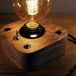 Edison Lamp, Wood Lamp,Wooden Edison Lamp,Industrial lamp,Steampunk lamp,Edison Bulb