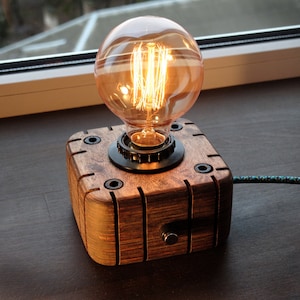 Edison Lamp Industrial lamp Steampunk lamp Wooden Edison Lamp Night Lamp Edison Bulb