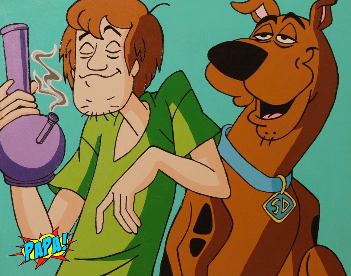 SCOOBY DOO Smoking Pot Painting by PAPA Now Accept Bitcoin