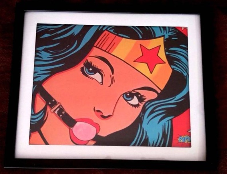 Sexy Wonder Woman Ball Gag 8X10 Framed Art by PAPA Etsy