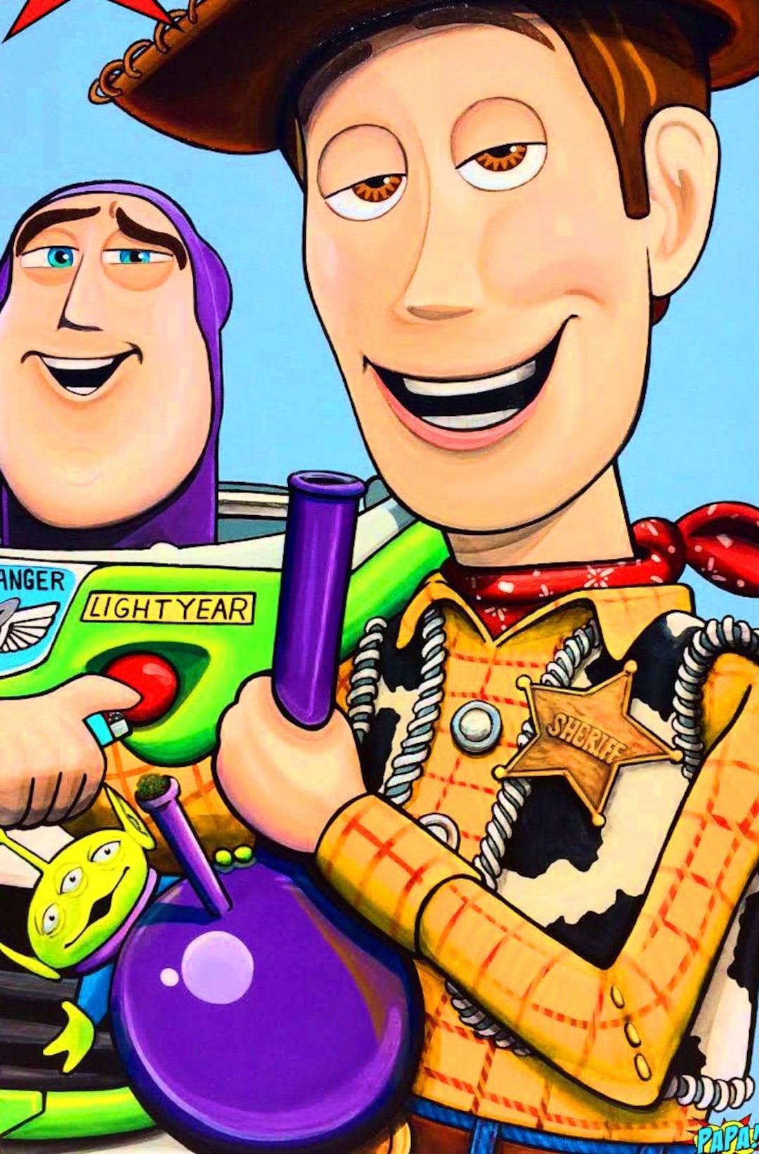 Toy Story Buzz Lightyear & Woody Smoking Weed Pop Art by PAPA Etsy