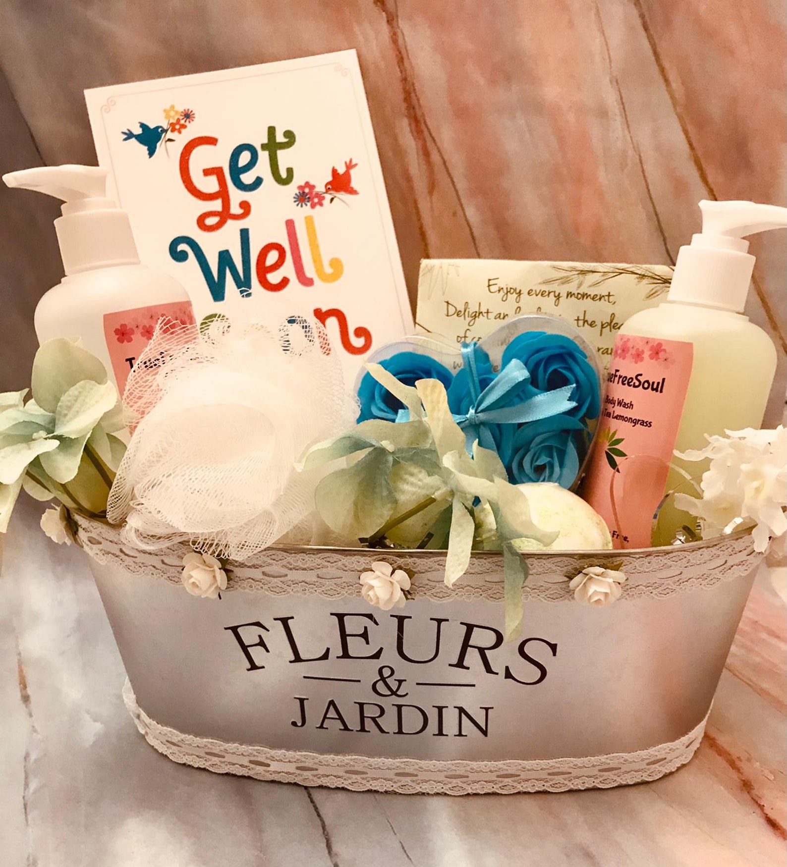Get Well Soon Personalized Card Spa Gift Basket for Women Spa Etsy