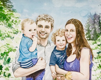 Custom Family Portrait | Portrait from Photo | Family Portrait Painting | Anniversary Gift | Family Illustration | Christmas Gift