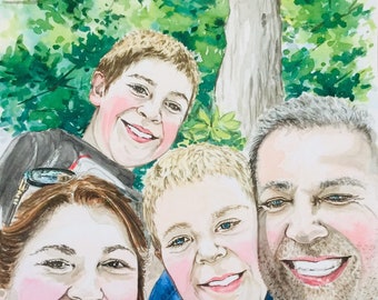 Retrato de familia personalizado, Pintura familiar, Ilustración, arte personalizado, retratos dibujados a mano, Regalo del Día del Padre