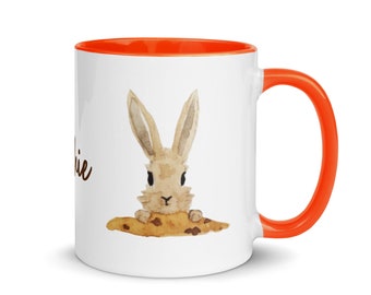 Personalized mug, Rabbit, Bunny, Easter Gift,Bunny Mug, Watercolor, Birthday, Gift for mum, Gift for girl, Gift for friend,Name On mug