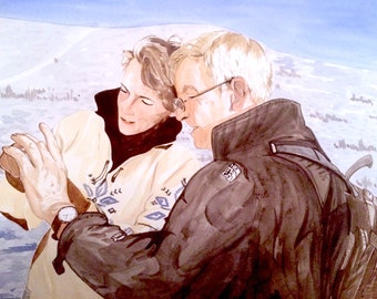 Hand-painted portraits, custom family portrait, painting from photos, watercolour portrait, commission portrait