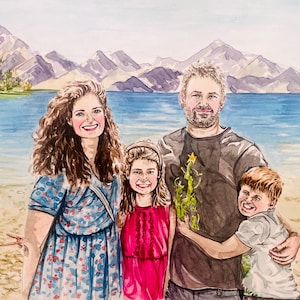 Custom Family Portrait, watercolour, painting from photos, anniversary gift,Personalised Watercolour Portrait