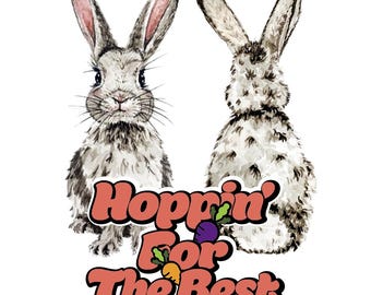 Hoppin' for the best bunny, Rabbit,Bunny, watercolour, digital print, clipart download, back view of rabbit