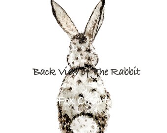 Woodland,Rabbit,Bunny, watercolour, digital print, clipart download, back view of rabbit