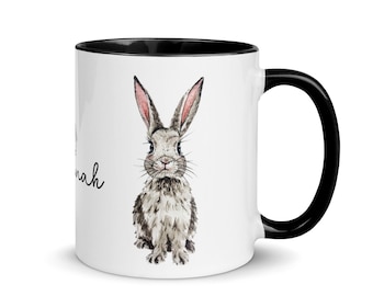 Personalised mug, Rabbit, Bunny, Easter Gift,Bunny Mug, Watercolor, Birthday, Gift for mum, Gift for girl, Gift for friend,Name On mug