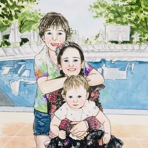 Hand-painted portraits, custom family portrait, painting from photos, watercolour portrait, commission portrait