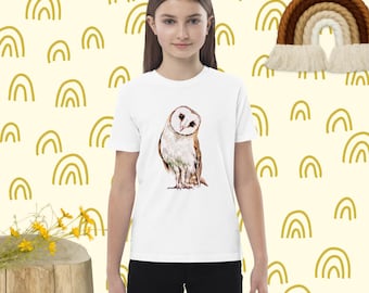 T-shirt, Owl, Barn owl, kids, Organic cotton kids t-shirt, gift for kid, birthday gift