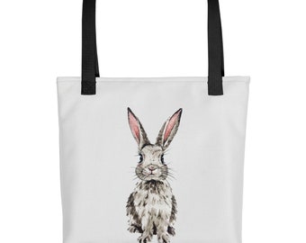 Bunny Tote bag,Easter gift, rabbit, cute, front and back view