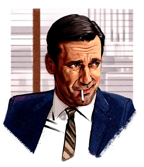 MAD MEN JOHN HAMM TELEVISION POSTER TEXTLESS FILM A4 A3 ART PRINT