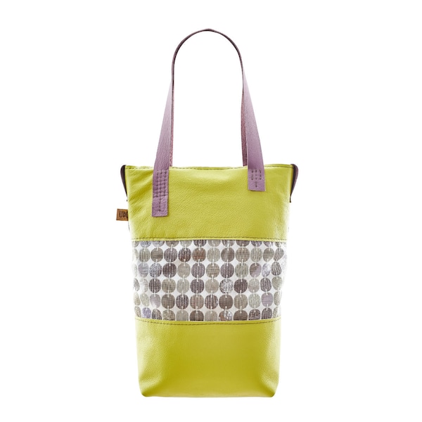 kleine Stoff-/Ledertasche limone, Stofftasche, Shopper, Designtasche, Schultertasche, Tasche Damen, Schultertasche, Serie delon mit Leder