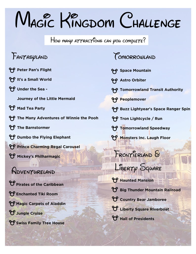 WDW Attraction Checklist, All Parks Trip Planner, Challenge Bucket List ...
