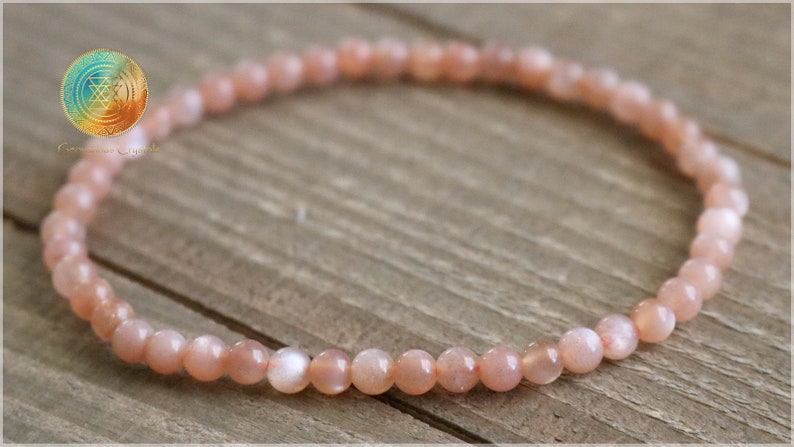 AAA Grade Peach Moonstone Crystal Bracelet,4mm Authentic Moonstone Gemstone,Brings good fortune,Success in love as well as business matters!