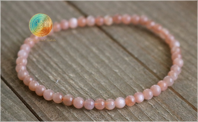 AAA Grade Peach Moonstone Crystal Bracelet,4mm Authentic Moonstone Gemstone,Brings good fortune,Success in love as well as business matters!