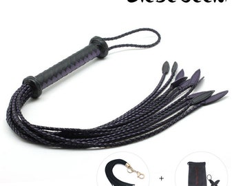 Quality Leather Red Rose End Tip Cat ONine Tails Flogger Kinky Bondage BDSM UK