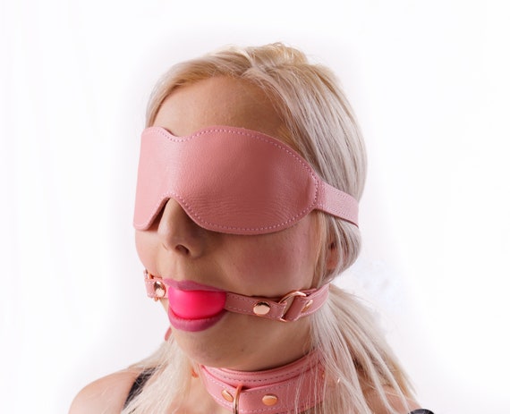 Beautiful woman portrait with blindfolded eyes. Submissive Stock Photo