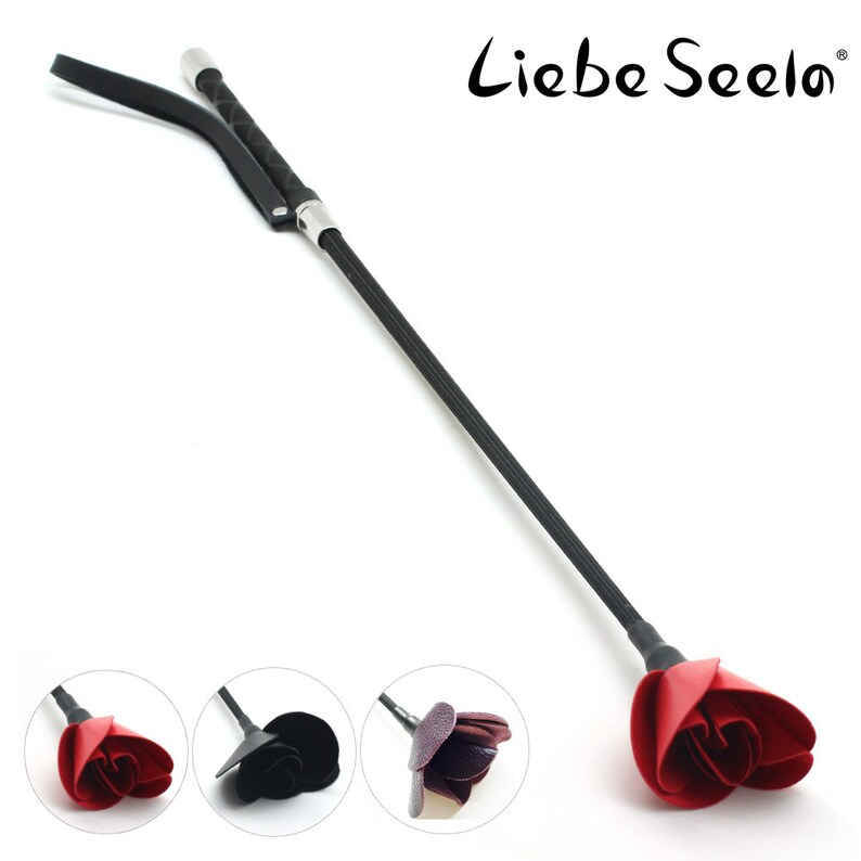 Leather Flower Riding Crop - Red Flower Flogger - Genuine Leather - Rose Crop - By Liebe seele 