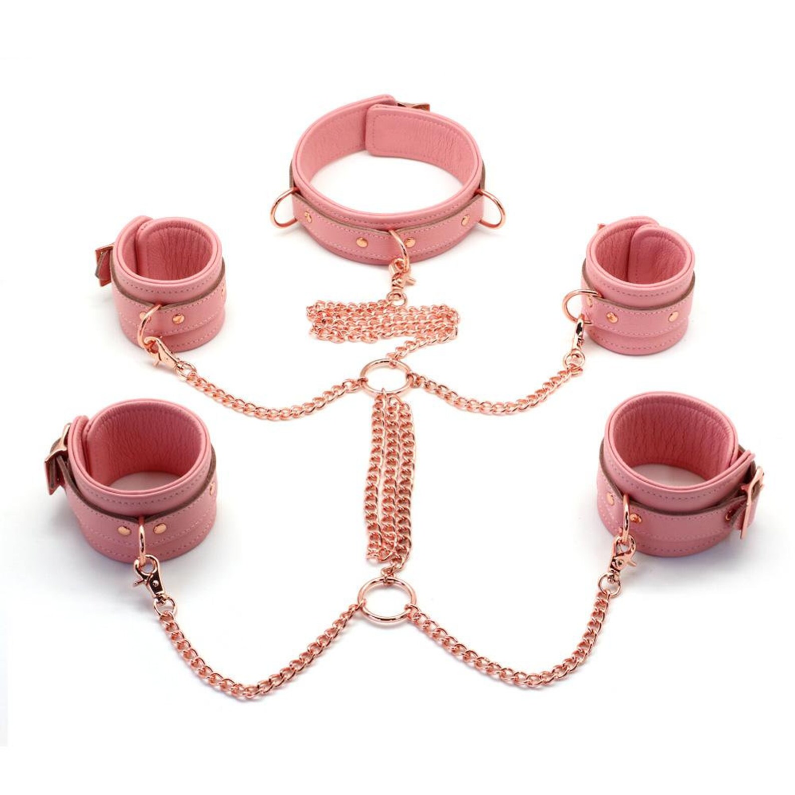 Rose Gold Full Body Restraint Chain Connect With Collarhand Etsy