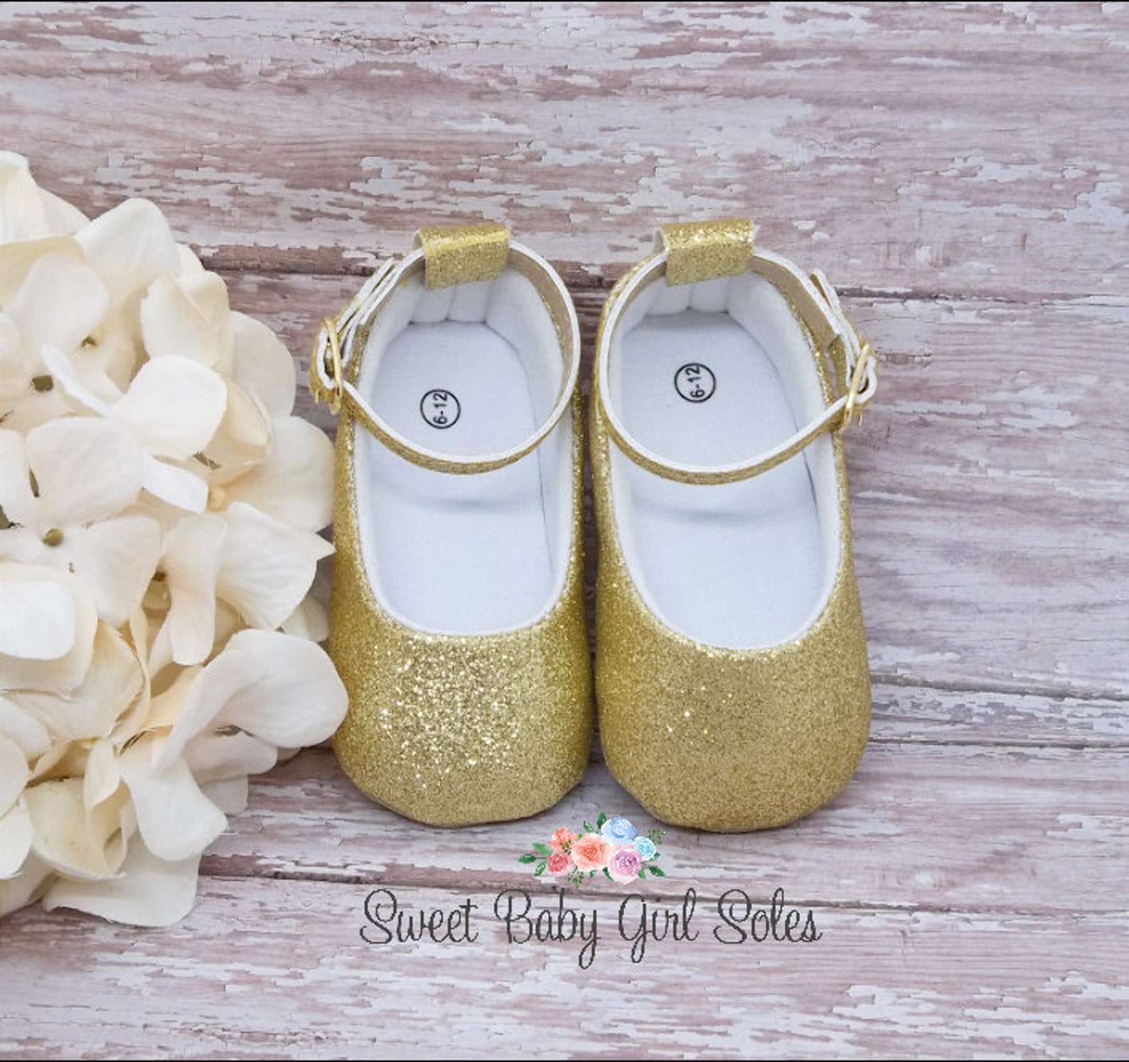 infant girl gold shoes