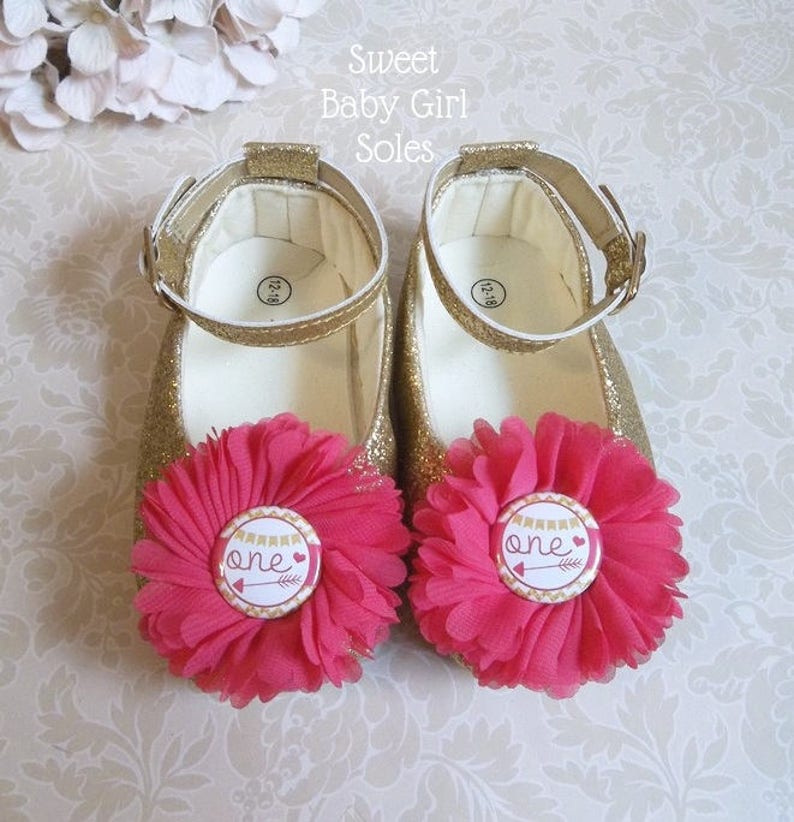 Gold and Hot Pink ONE First Birthday Shoes Hot Pink and Gold Etsy