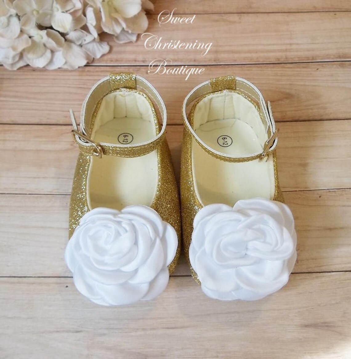 Gold Baby Shoes Gold Flower Girl Shoes White and Gold Baby Etsy