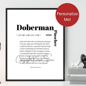 Pet Loss Gift, Pet Sympathy Gift, Personalized Doberman Art Print, Doberman Gift, Doberman Pincher Wall Decor, Doberman Pincher Dog Mom