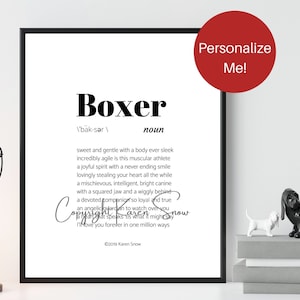 Personalized Boxer Art Print, Dog Wall Art, Boxer Gift, Boxer Mom Gift, Boxer Art, Pet Loss Gift, Boxer Lover Art, Pet Sympathy Gift,