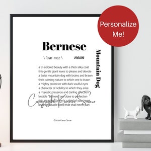 Pet Sympathy Gift, Pet Loss Gift, Personalized Bernese Mountain Dog Art Print, Bernese Mountain Dog Gift, Custom Dog Art, Dog Mom,