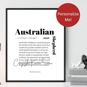 Pet Sympathy Gift, Personalized Australian Shepherd Art Print, Australian Shepherd Gift, Dog Art, Aussie Art, Dog Mom, Pet Loss Gift