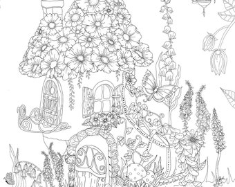 Fairy House Shoe Coloring Page by Lisa Brando - Instant Download - Frame and Sell - Make Money Coloring Art
