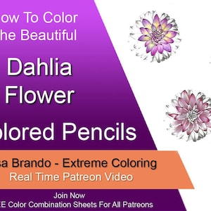 How To Color Beautiful Dahlia Flowers With Prismacolor Colored Pencils Real Time Tutorial Video Lisa Brando Extreme Coloring