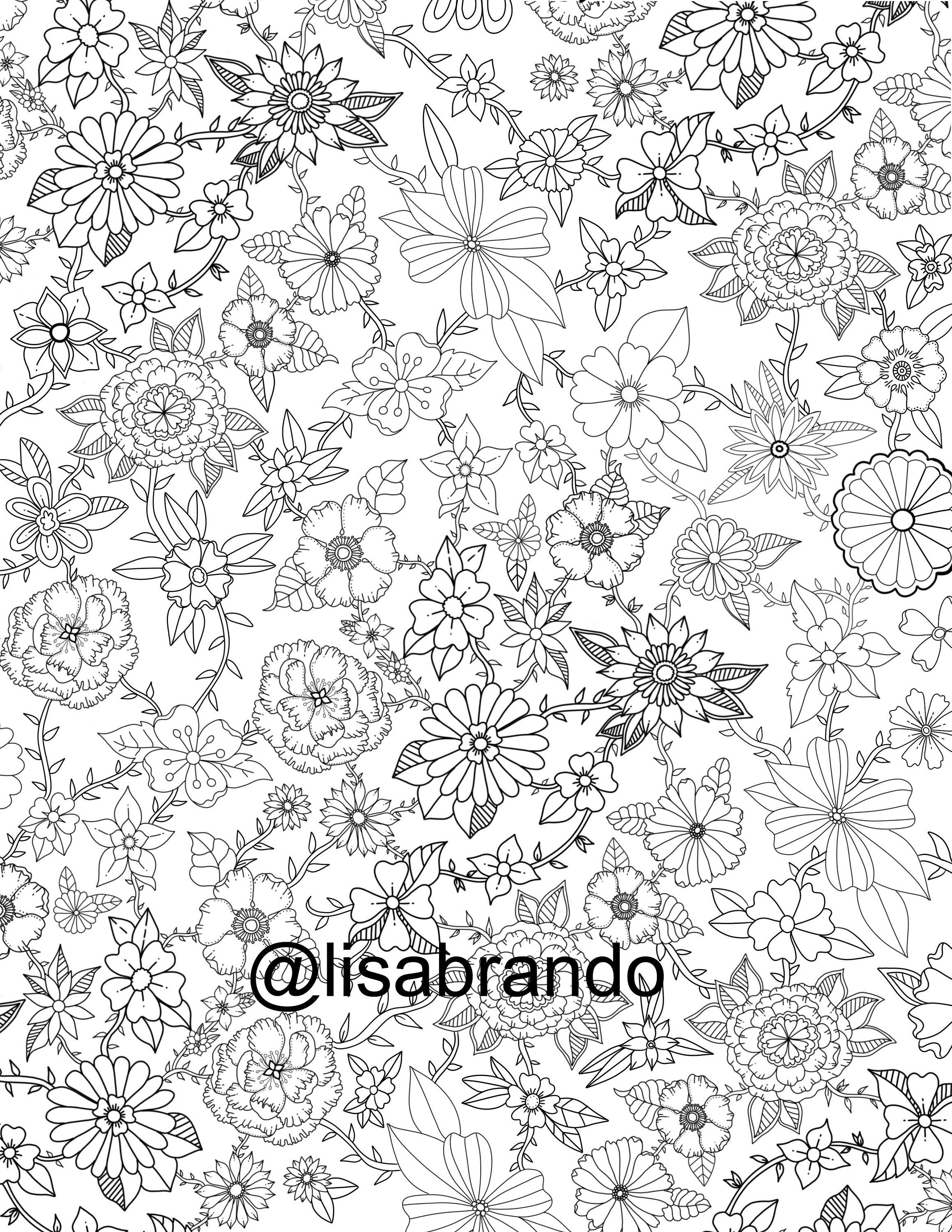 Floral Explosion Coloring Page by Lisa Brando - Frame and Sell