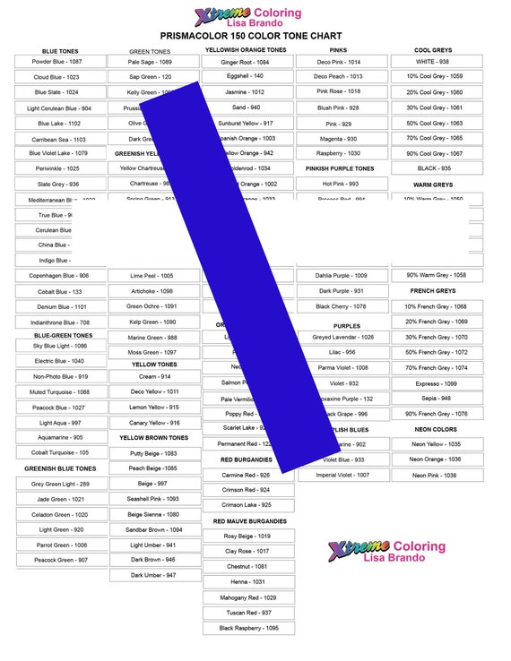 Prismacolor 150 Color Chart Pdf