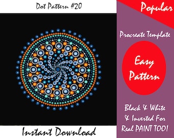 Digital Mandala Dot Painting Pattern Template #20 - Procreate - Ipad - Lisa Brando Mandala Painting Template