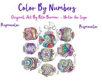 Color By Numbers Art by Rita Berman - Coloring Bright Vivid FISH from Unter Der Lupe