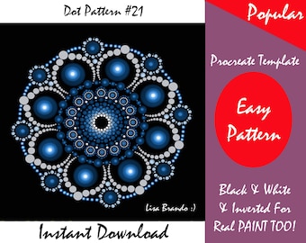 Digital Mandala Dot Painting Pattern Template #21 - Procreate - Ipad - Lisa Brando Mandala Painting Template