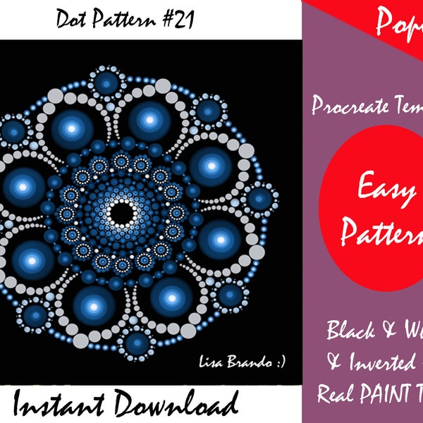 Digital Mandala Dot Painting Pattern Template #21 - Procreate - Ipad - Lisa Brando Mandala Painting Template