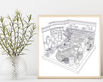 Little Rooms Living Room Coloring Page