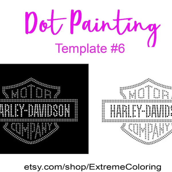 Harley Davidson Dot Painting Pattern Stencil - #6 - Template - Stencil - Dot Painting - PROCREATE - Digital - Lisa Brando